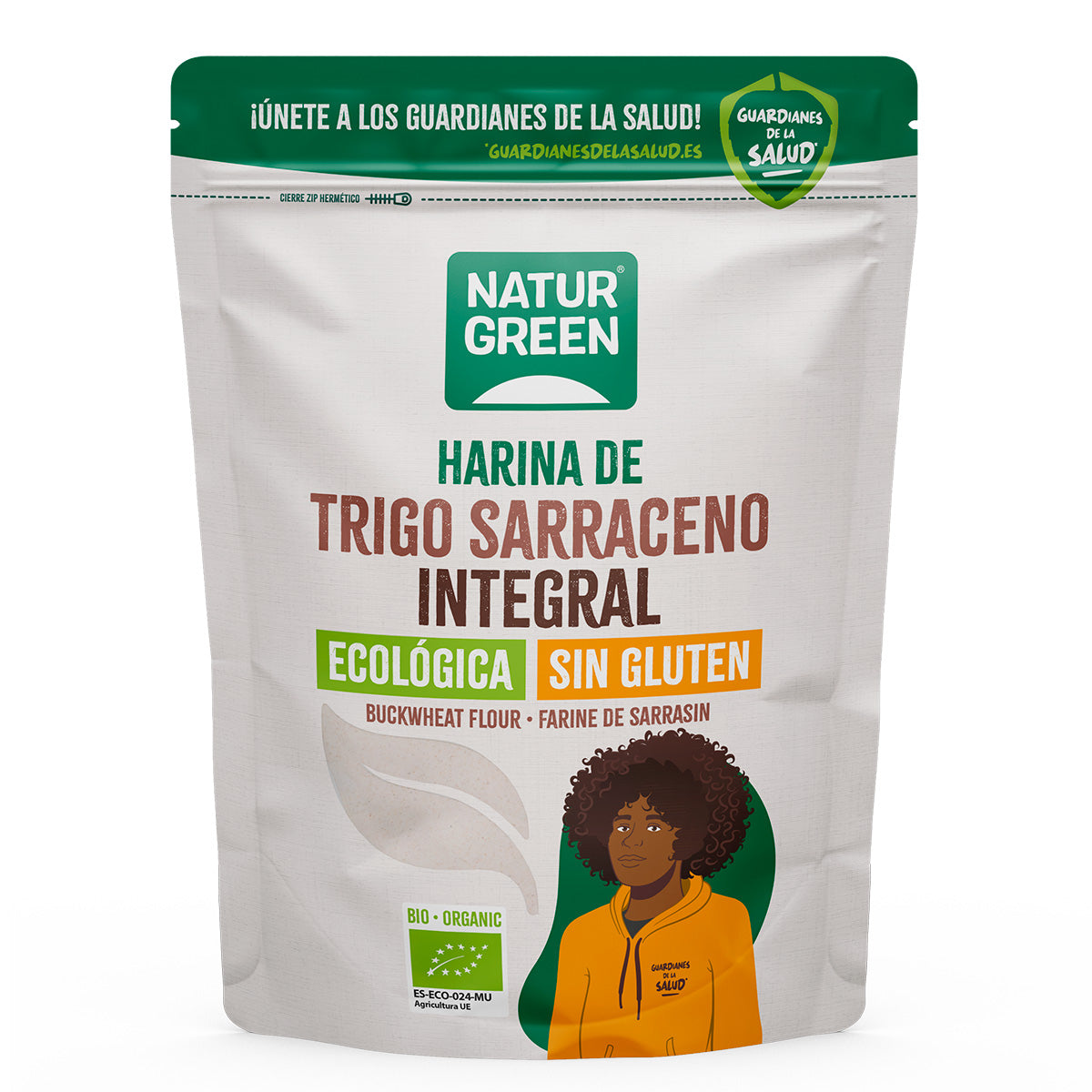 Lot de 2 farines de sarrasin complet bio sans gluten NaturGreen 500 g