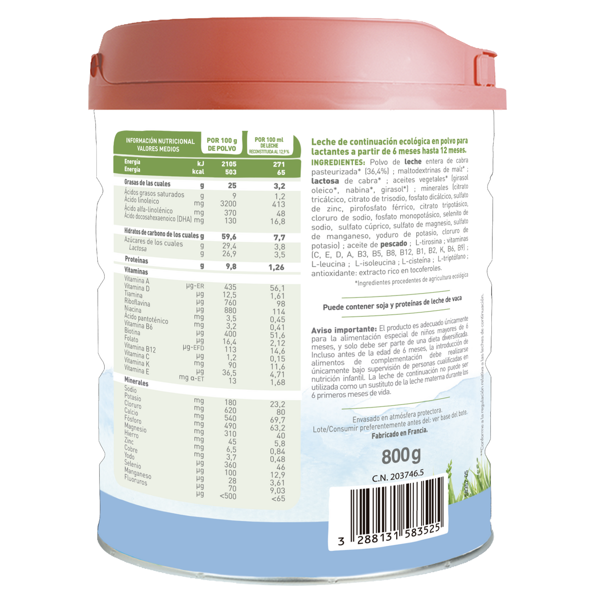 Preparado Lácteo de Cabra Caprea 2 Babybio 400 g