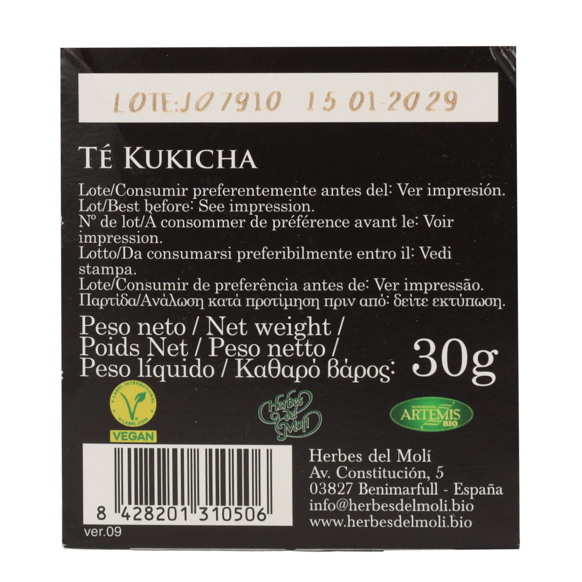 Thé Kukicha Artemis Bio 20 sachets