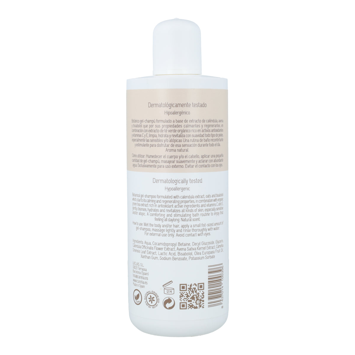 Gel & Shampoing au Thé Vert, Calendula et Bisabolol sans danger pendant la grossesse Carelia 500 ml