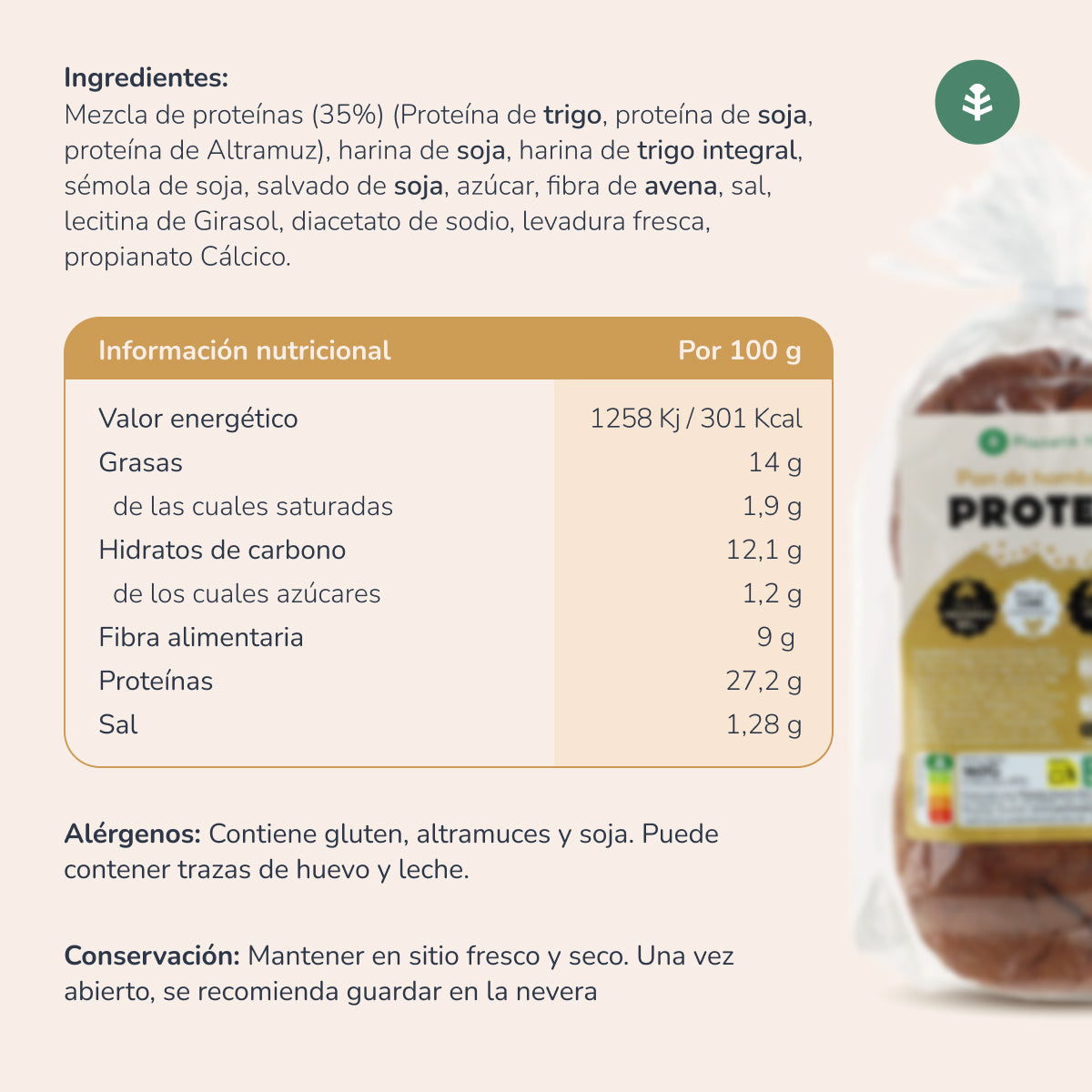 Pain hamburger protéiné Planeta Huerto, 2 x 80 grammes