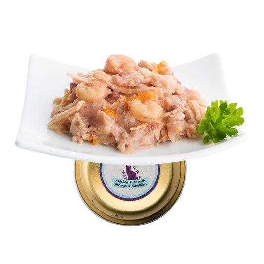 Nuevo Tarrina Gato Tender filetes de Pollo y Gambas 85 g