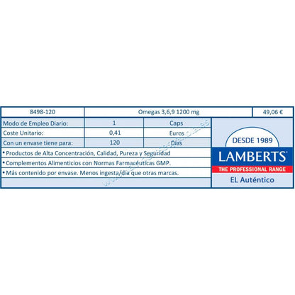 Omega 3-6-9 con Vitamina D3 Lamberts 120 Caps