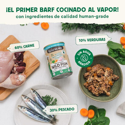 Lata Filosofía BARF de PESCADO SALVAJE Wild Balance 400gr