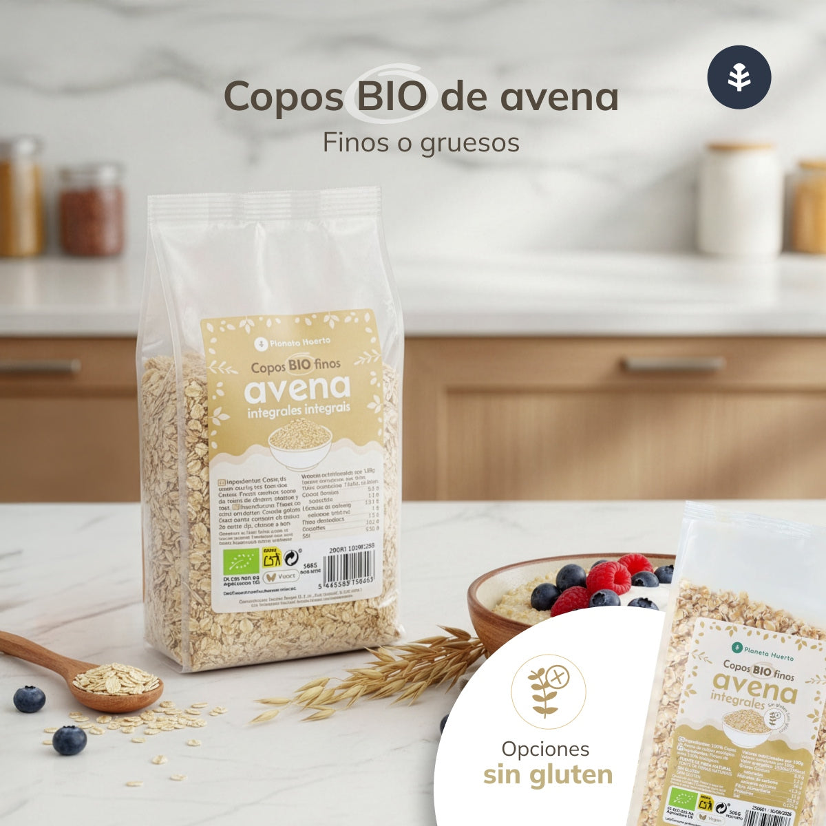 Copos de Avena integral finos ECO Planeta Huerto 1.5 kg