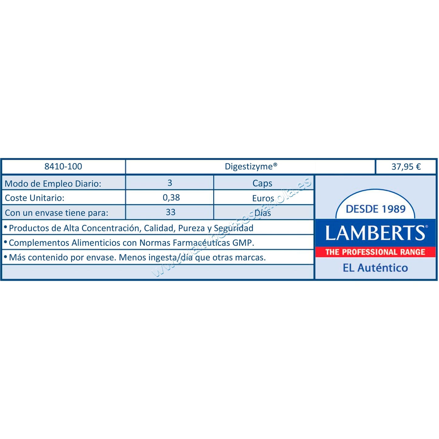 Enzimas Digestivas Lamberts 100 cápsulas