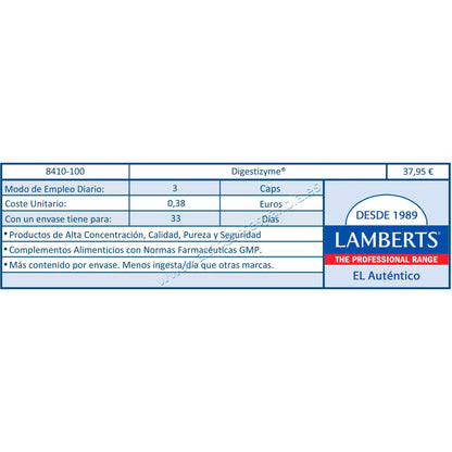 Enzimas Digestivas Lamberts 100 cápsulas