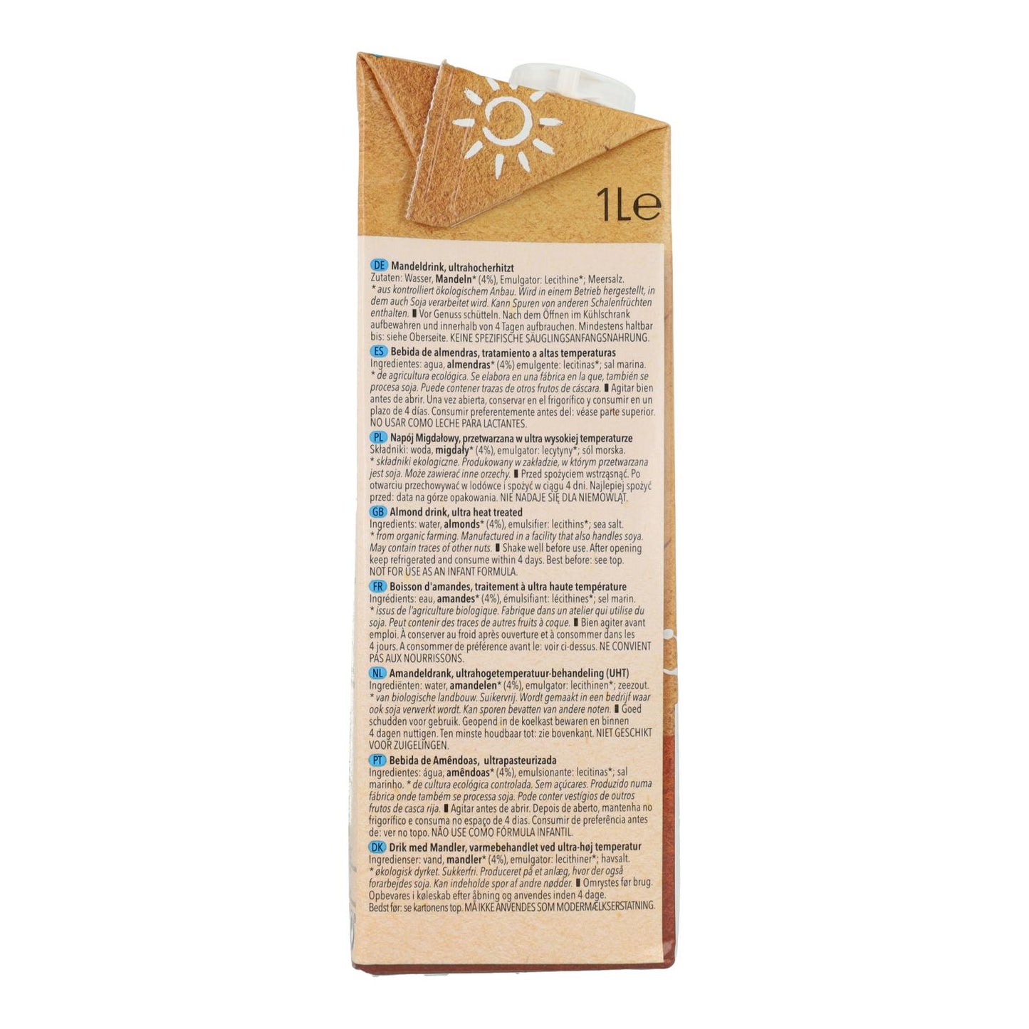 Pack 6 uds Bebida Almendras sin azucar Bio Natumi 1 L