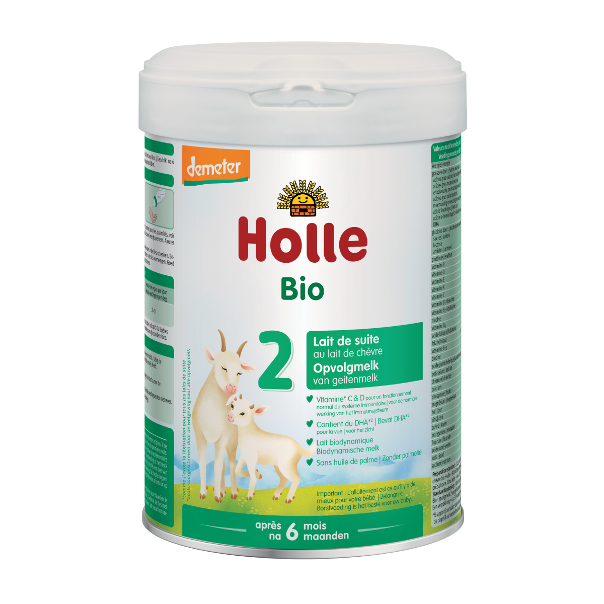 Lait de suite de chèvre 2 (après le 6e mois) CANETTE, Holle, 800 g