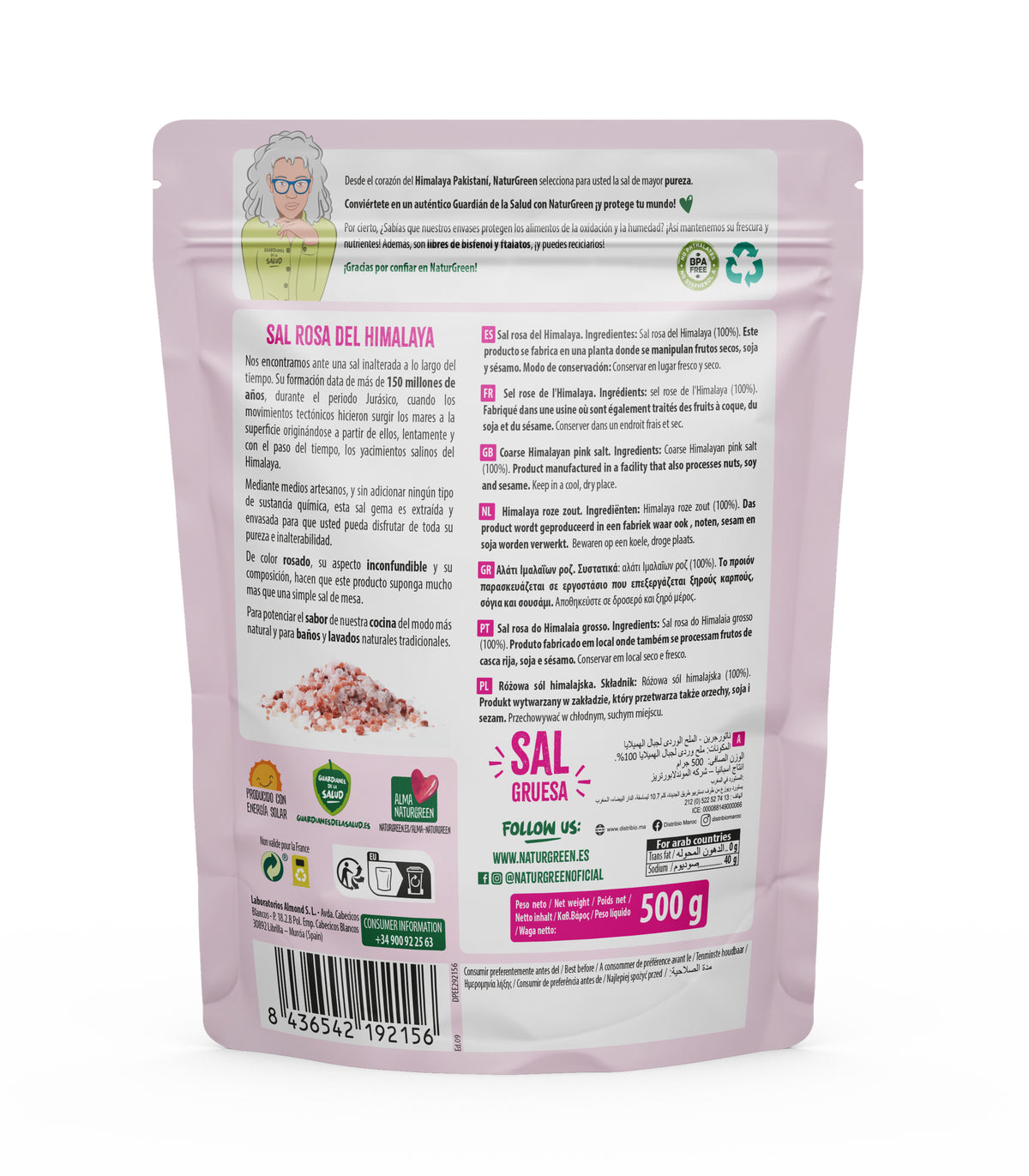 Sel rose de l'Himalaya gros grains Naturgreen 500 g