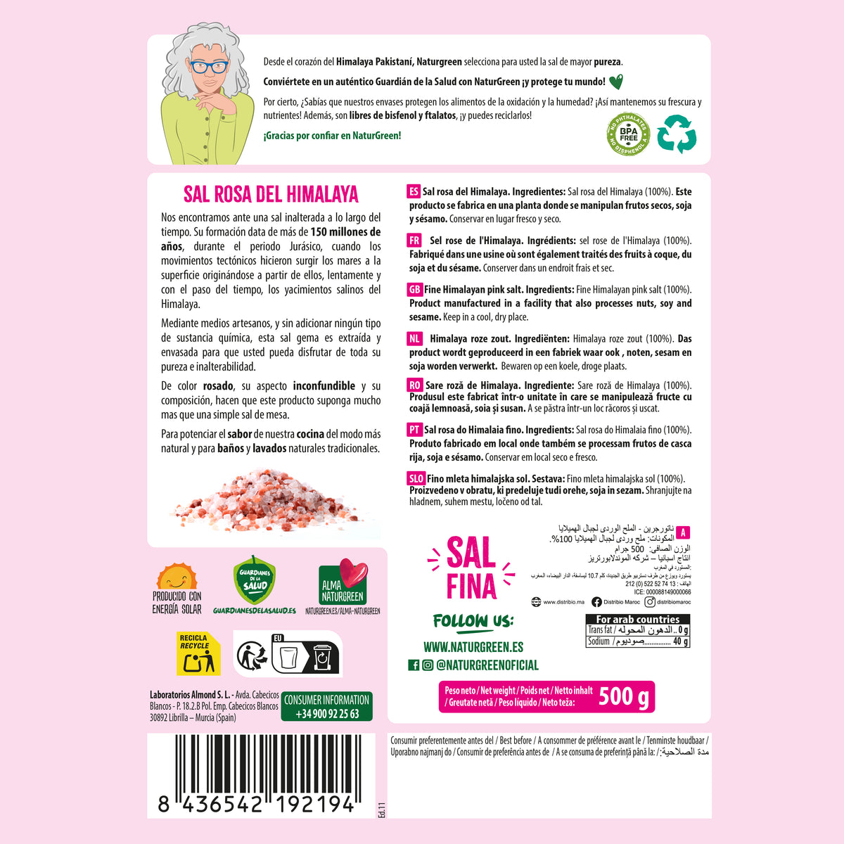 Sel rose fin de l'Himalaya Naturgreen 500 g