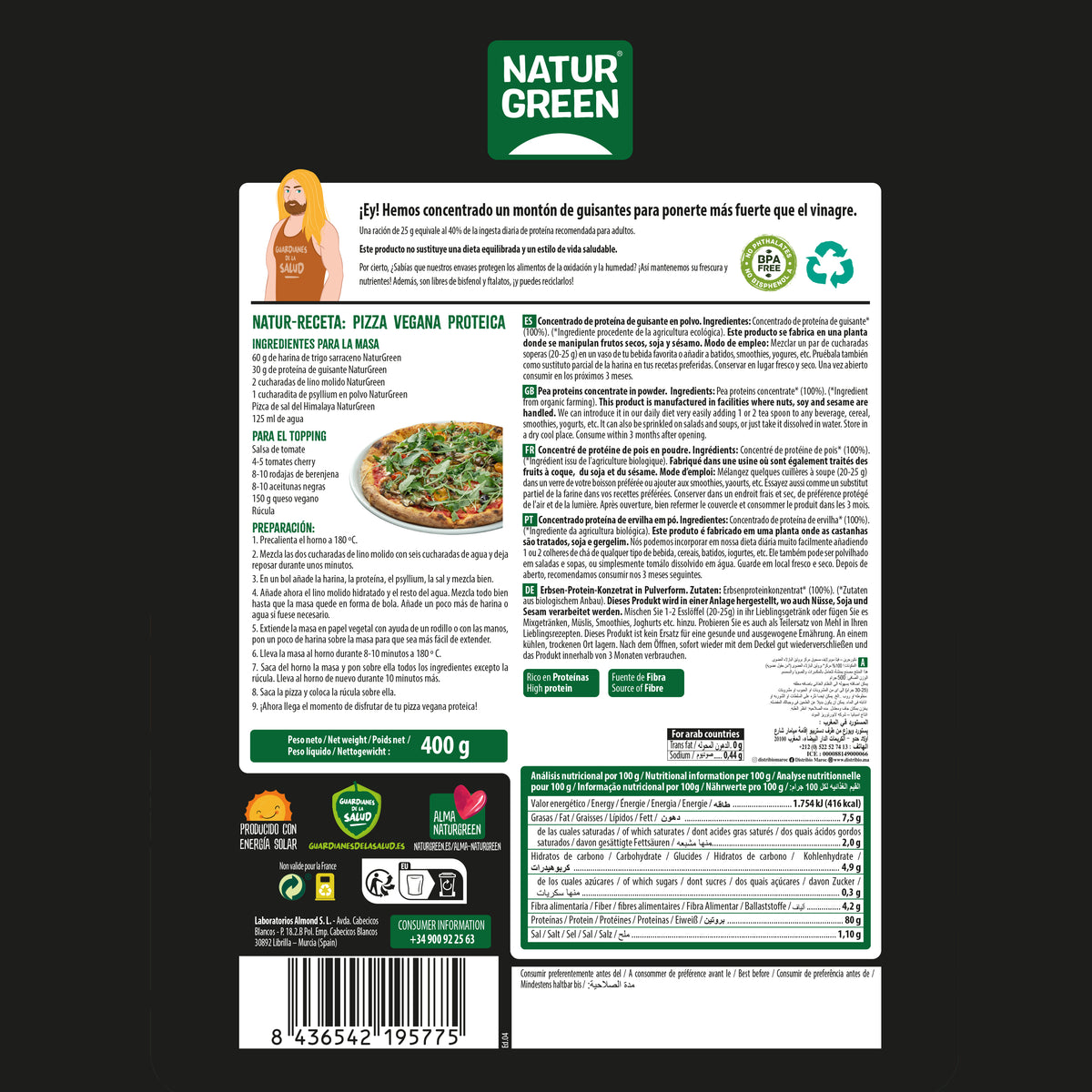 Protéines de pois bio Naturgreen 400 g