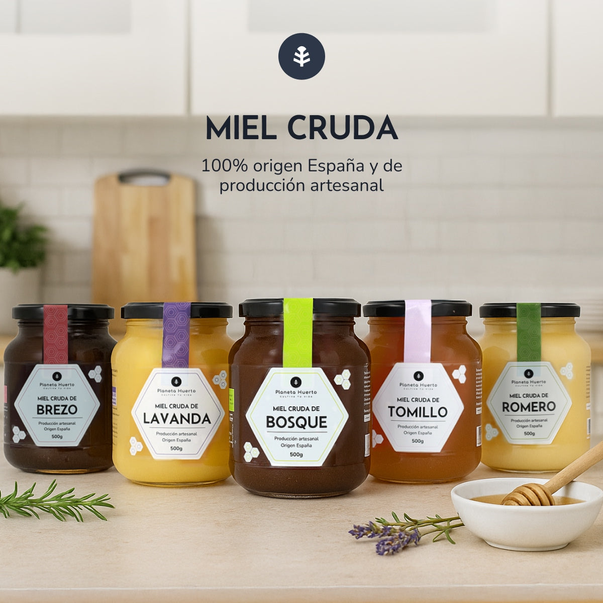 Pack 6x Miel Cruda de Lavanda Planeta Huerto 500 g