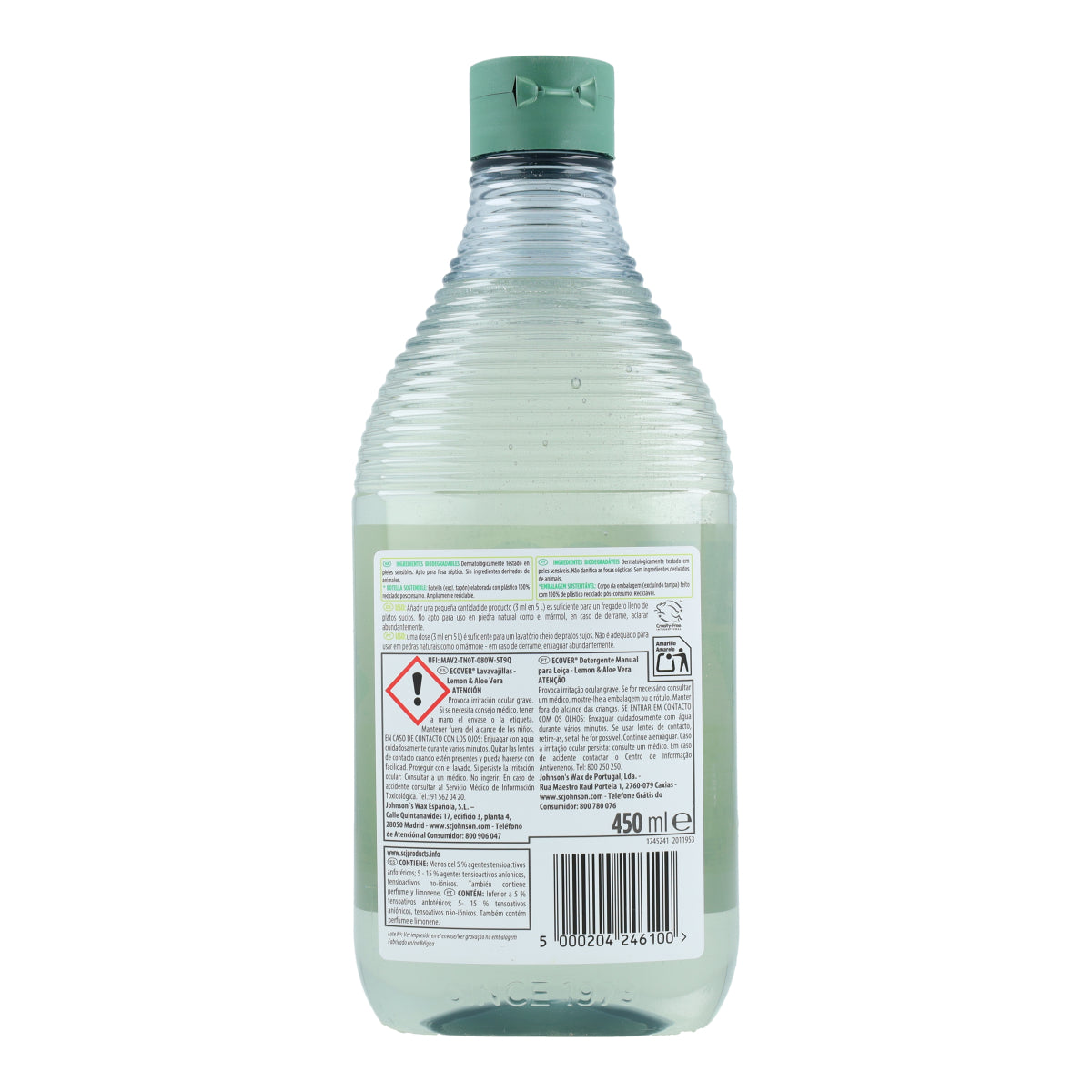 Liquide vaisselle dégraissant au citron et à l'aloe vera Ecover 450 ml