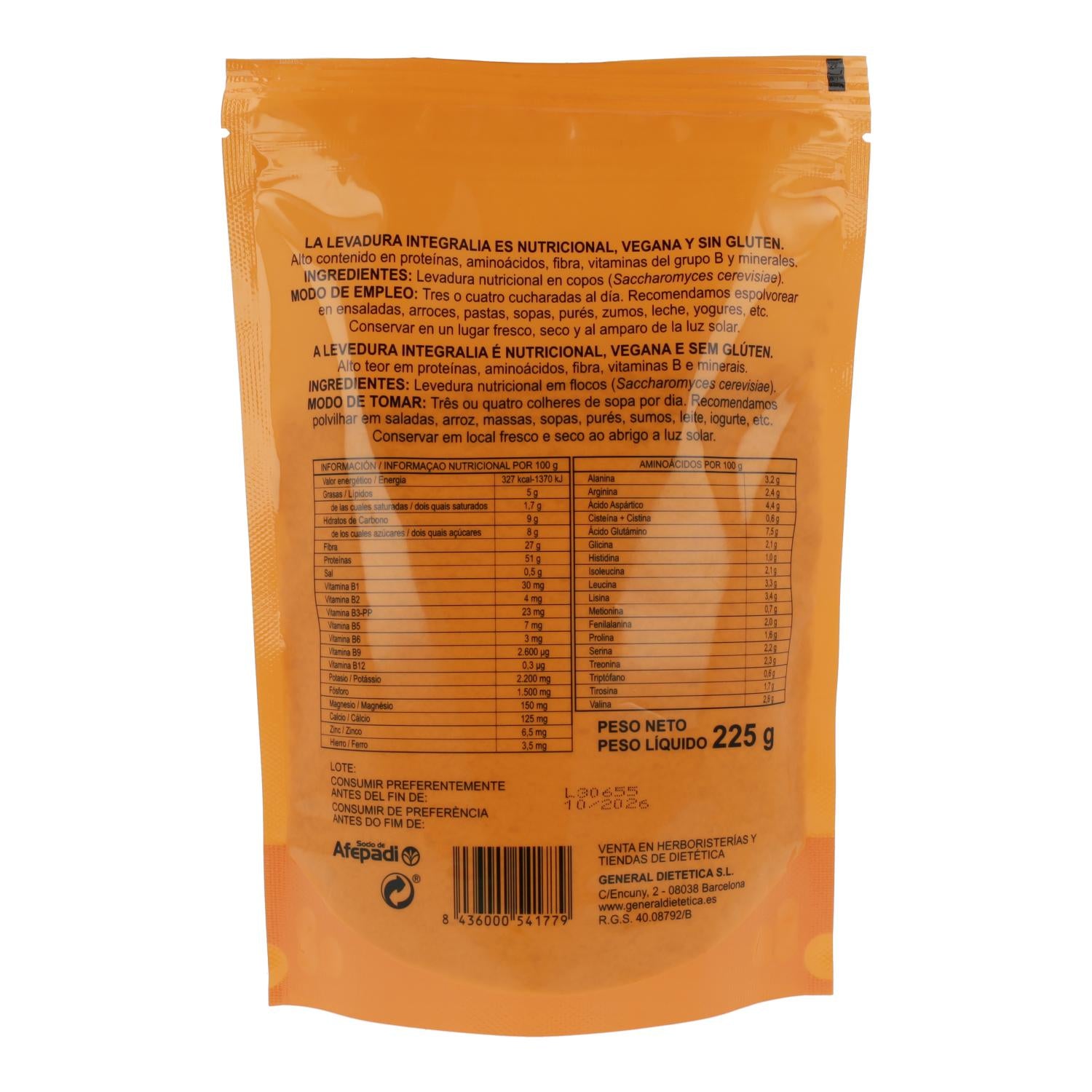 Levadura nutricional vegana y sin gluten Integralia 225 g