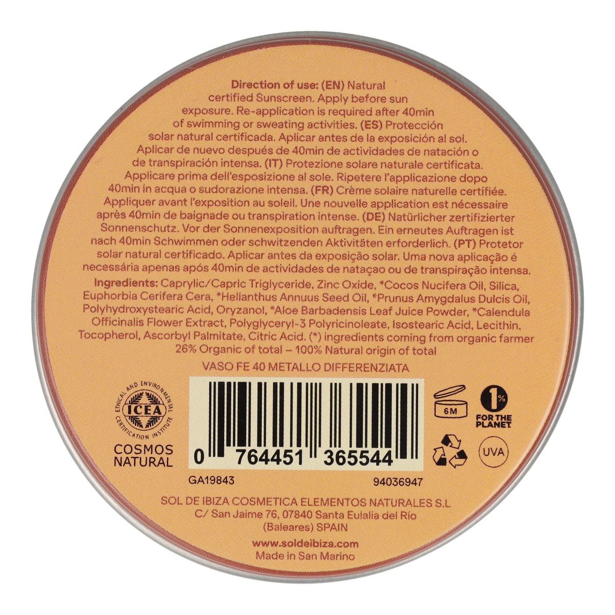 Petit pot de crème solaire SPF30 Sol de Ibiza 30 g