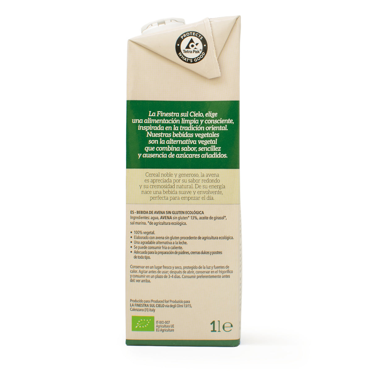 Pack 6 x Boisson à l'avoine sans gluten La Finestra Sul Cielo 1 L