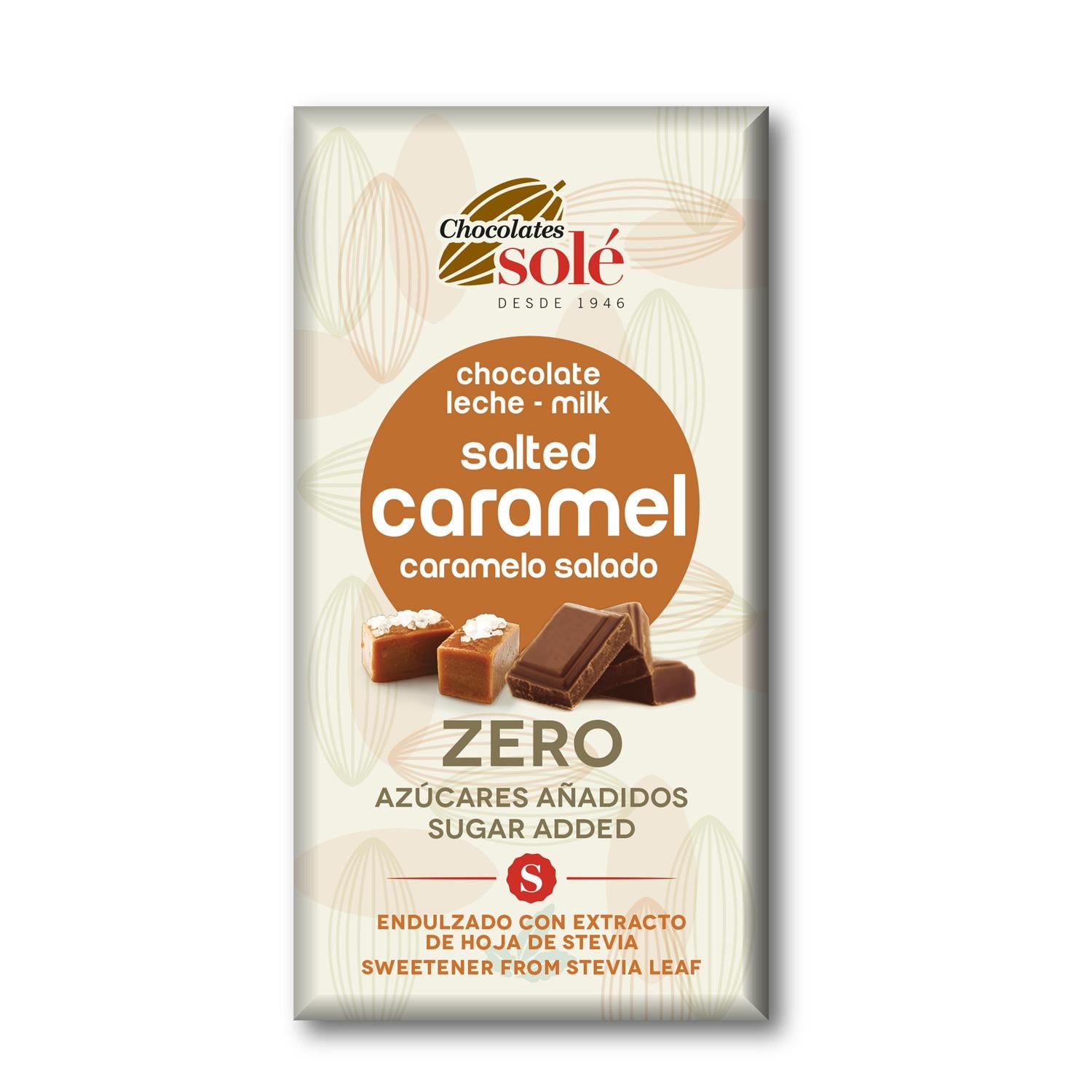 Tableta de chocolate con Leche, Stevia, Caramelo salado Bitter 100g Solé