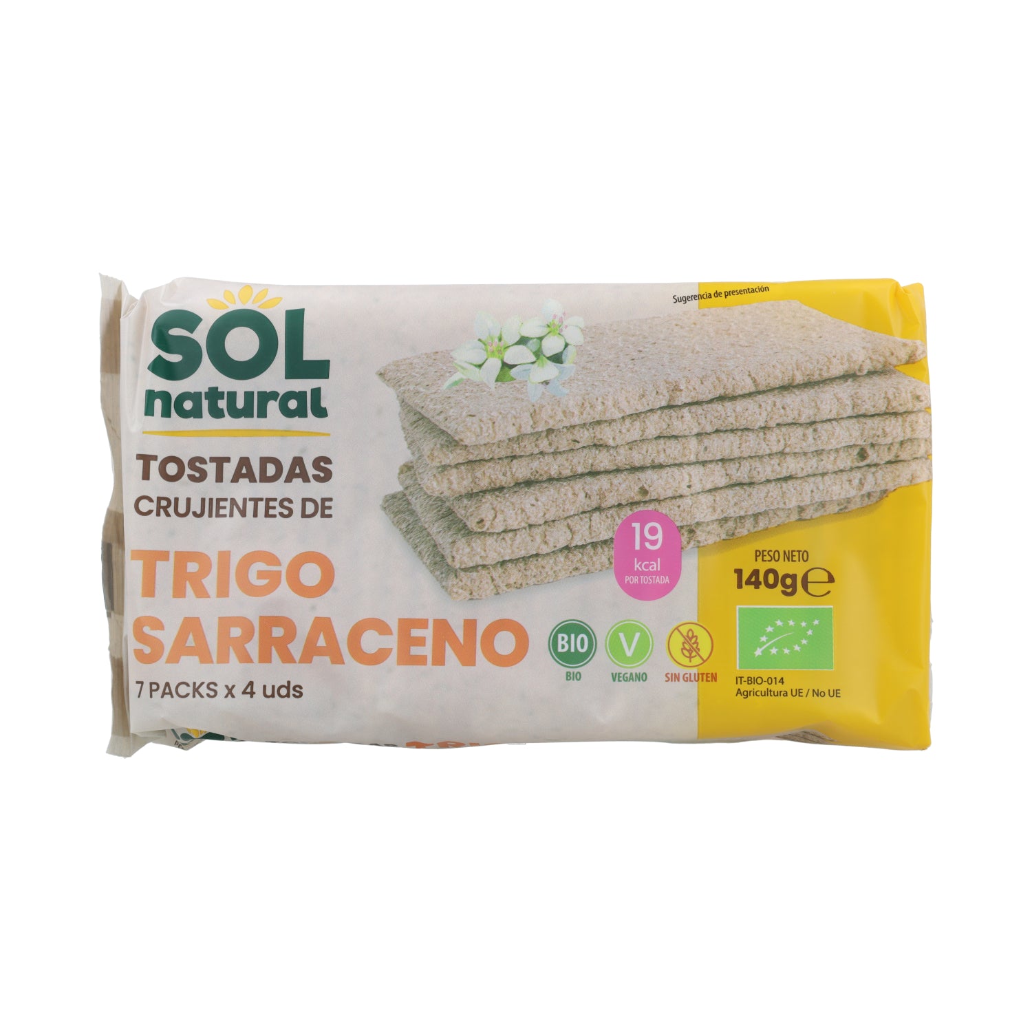 Glutenvrije boekweittoast Sol Natural 140 g BIO