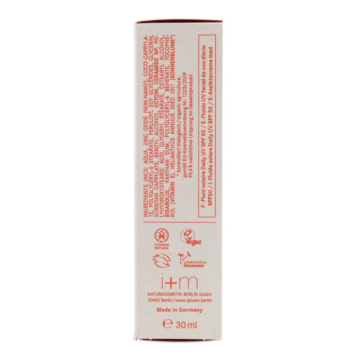 Dagelijkse gezichtscrème UV SPF50 I+M 30 ml