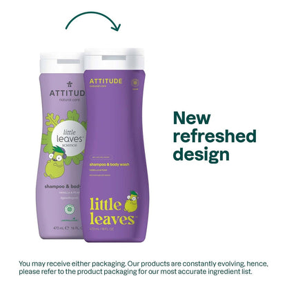 Gel y champú Little Leaves Vainilla y pera para niños, Attitude, 473 ml