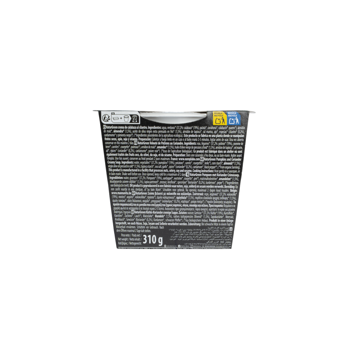 Crème de potiron et coriandre Naturgreen, 310 g