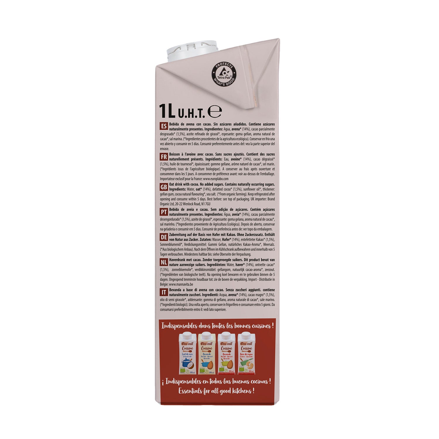 Pack 6 x Boisson à l'avoine Choco NaturGreen 1 L