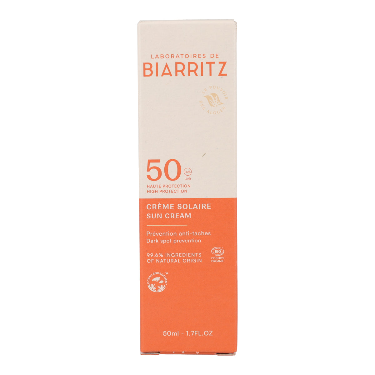 Crème solaire visage SPF 50 Laboratoires Biarritz 50 ml