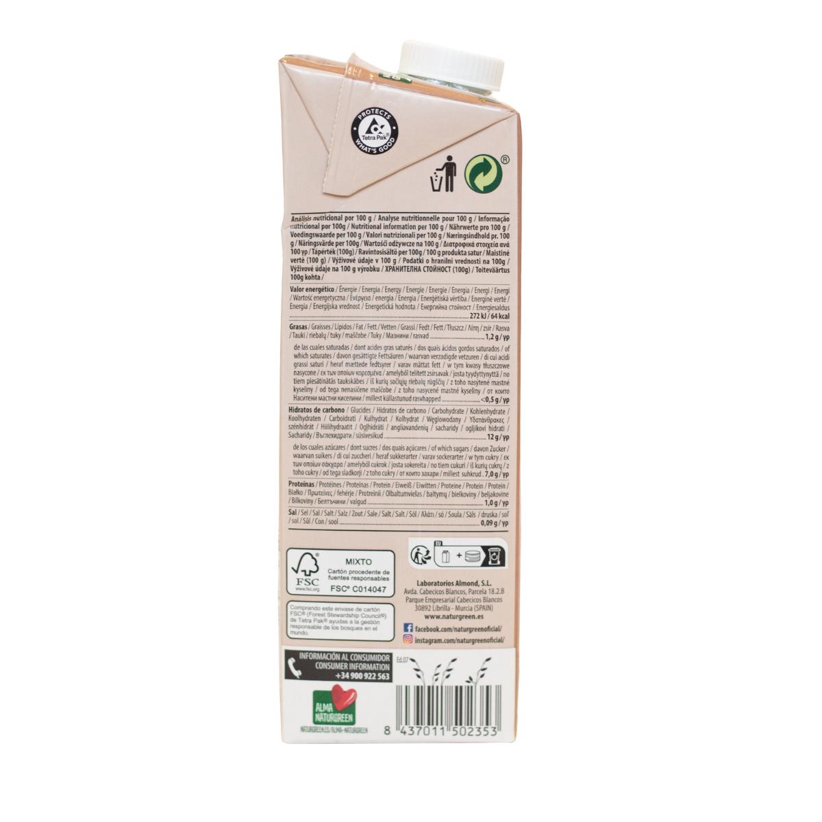 Pack 6 x Bebida de Avena Cacao Bio NaturGreen 1 L