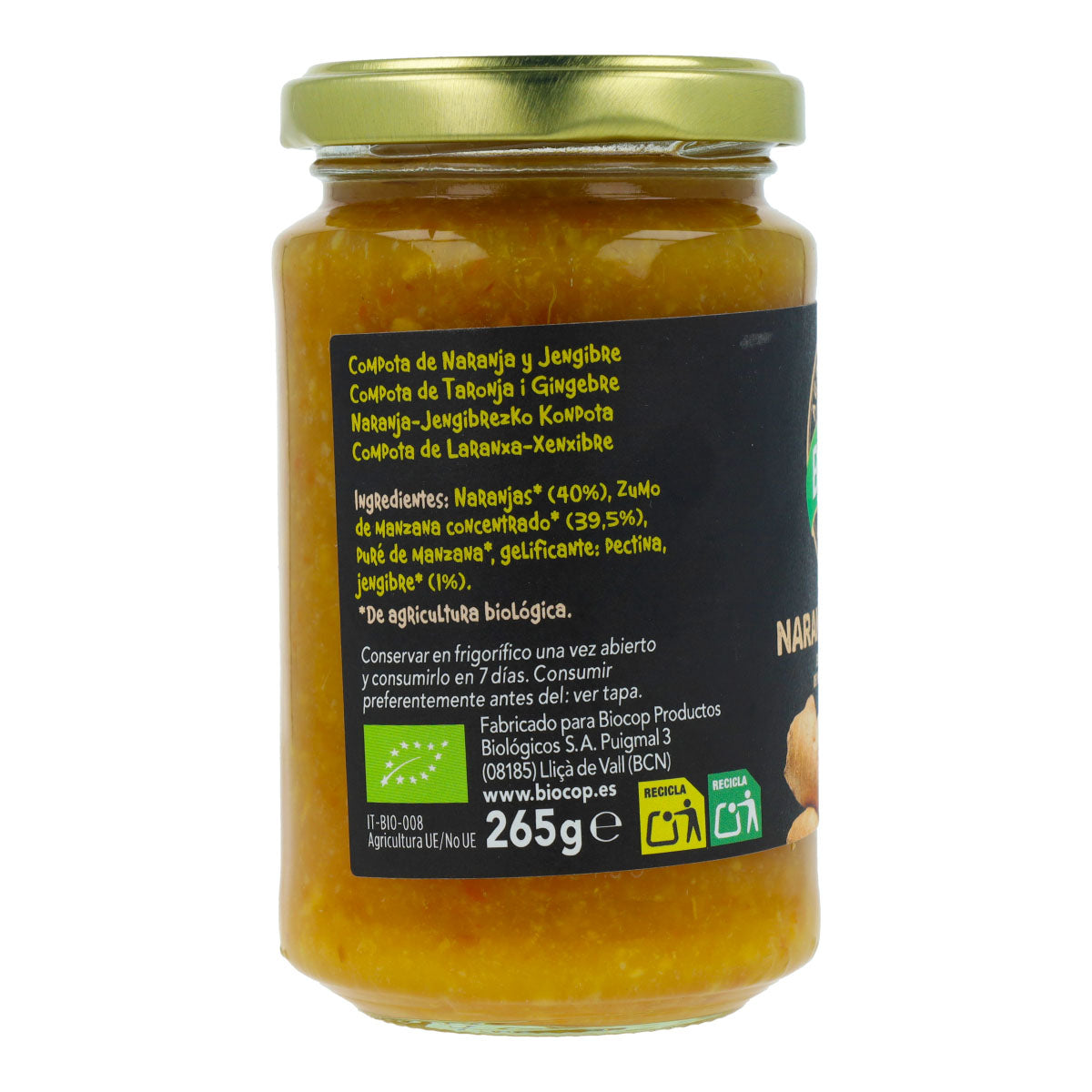 Compote d'orange et de gingembre BIO Biocop, 265 g