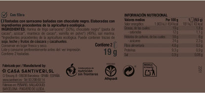 Tranches de pain croustillantes au sarrasin et au chocolat noir BIO 3x57 g