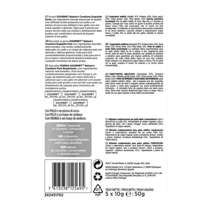 Pack 11 x GOURMET Nature's Creations Exquisito Puré Snack Liquido con Pollo y Calabaza 5x10g