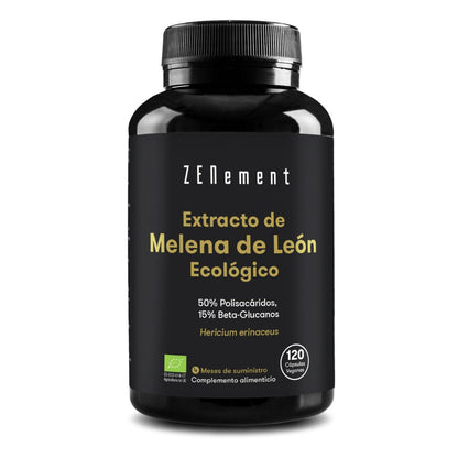 Extracto de melena de león ecológico 50% Polisacáridos, 15% Beta-Glucanos Zenement, 120 comprimidos Extracto de Melena de León Ecológico