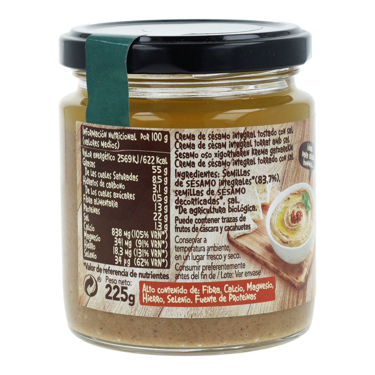 Tahini complet torréfié avec sel Biocop 225 g