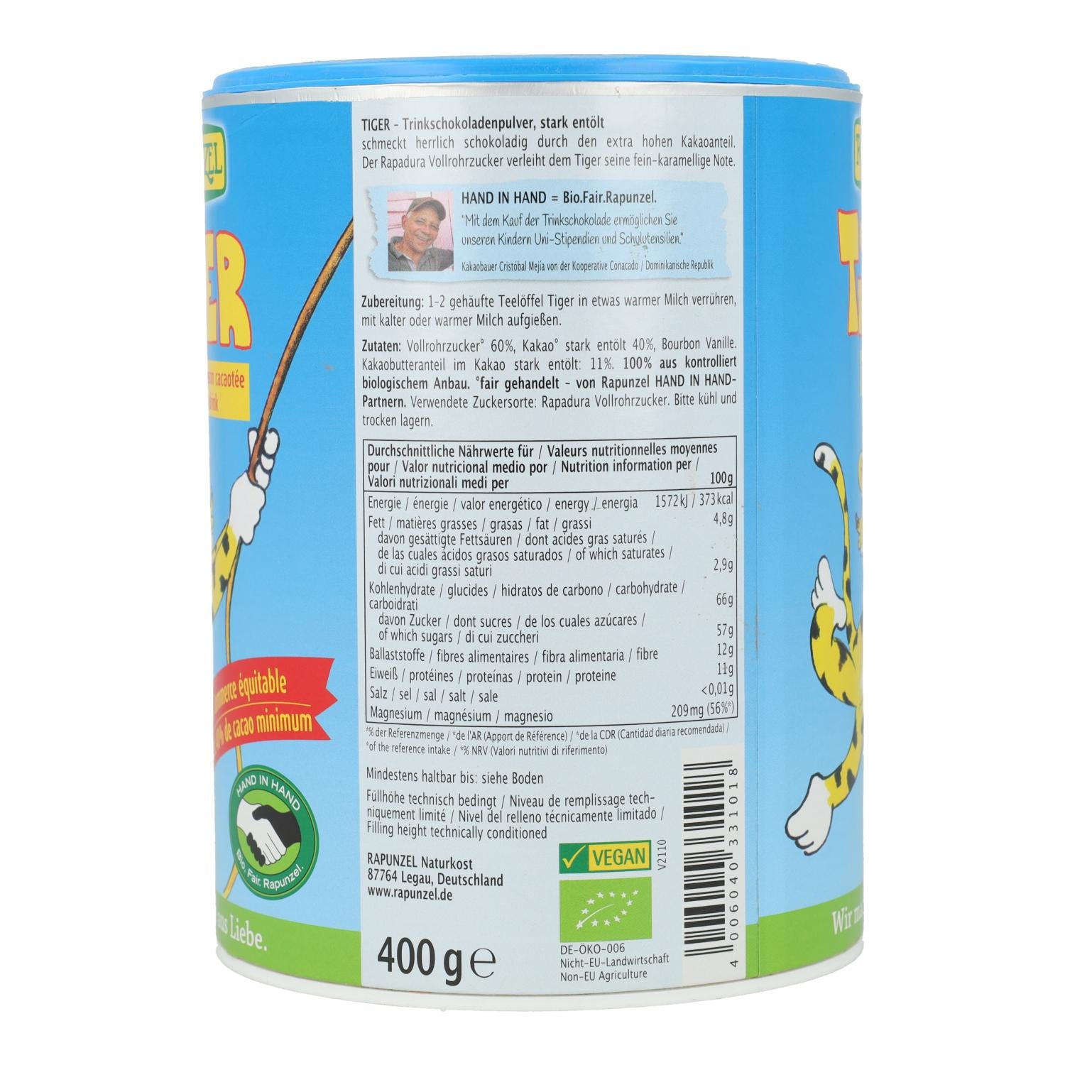 Cacao soluble Tiger Rapunzel 400 g