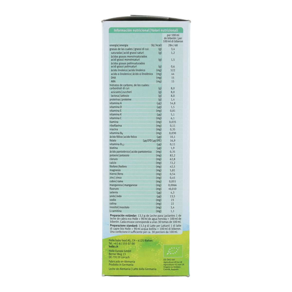 Lait de chèvre pour nourrissons Formule 1 biologique Demeter Holle 400 g