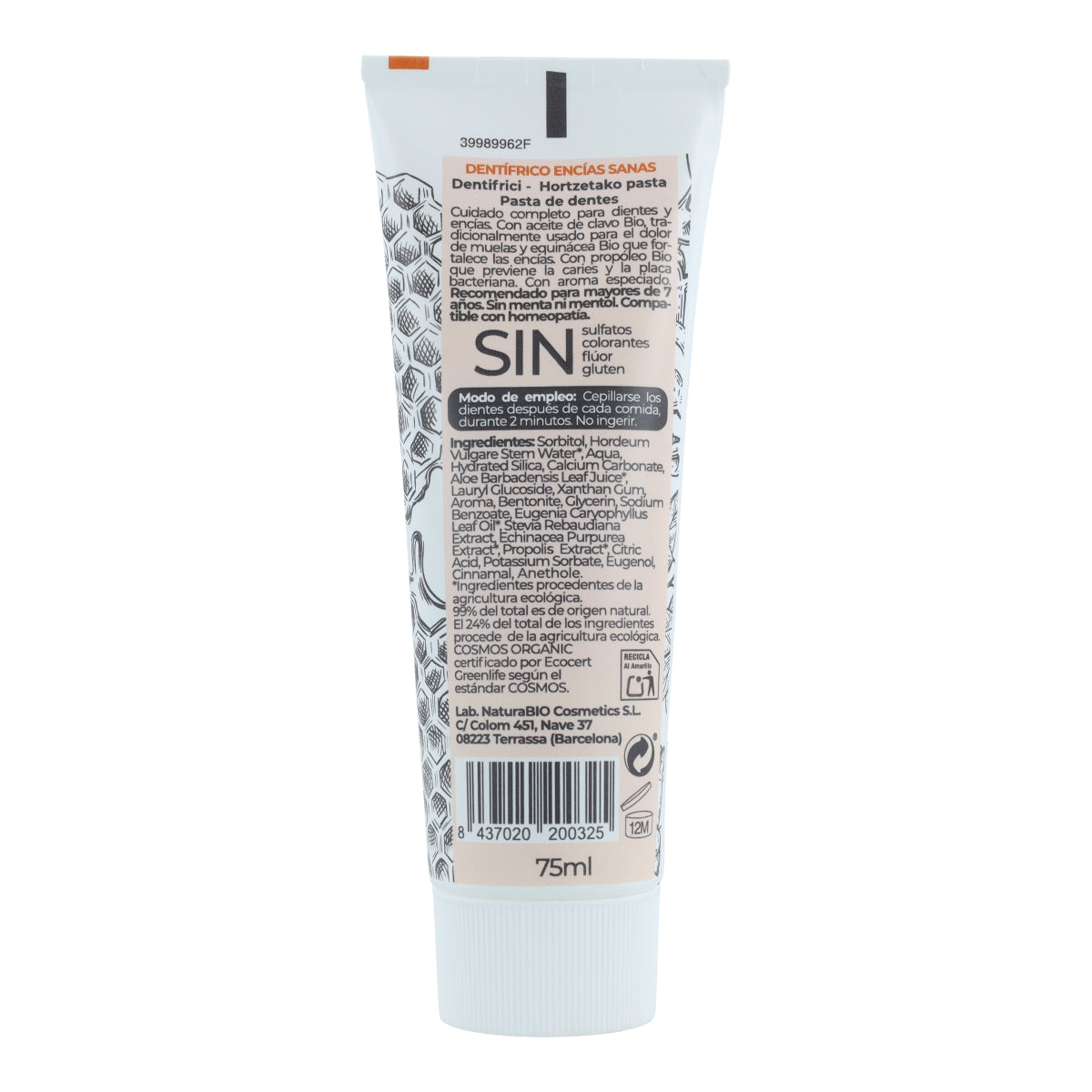 Tandpasta voor gezond tandvlees met propolis & kruidnagel BIO Naturabio 75 ml