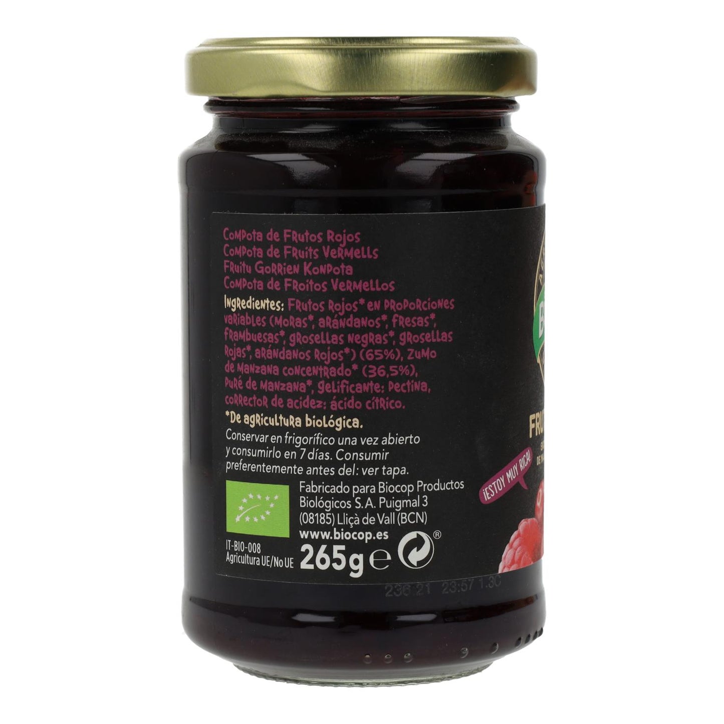 Compota de Frutos Rojos BIO Biocop 265 g