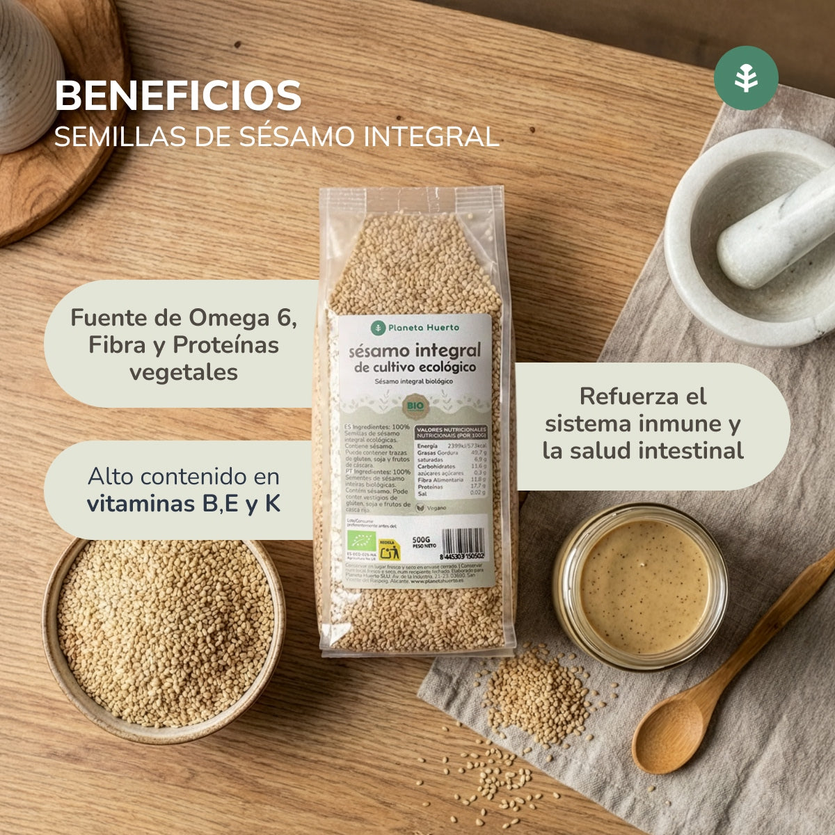 Sésamo integral crudo ECO Planeta Huerto 2,5 kg