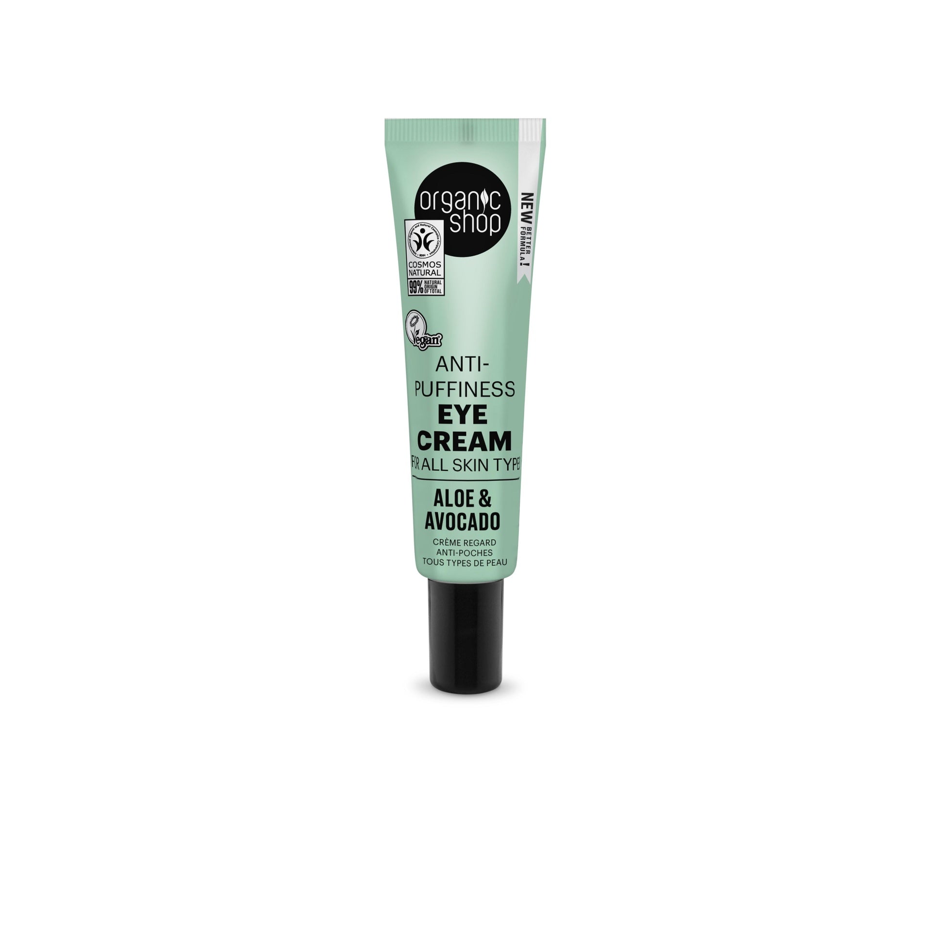 Crema para el contorno de los ojos antihinchazón aloe y aguacate Organic Shop 30 ml