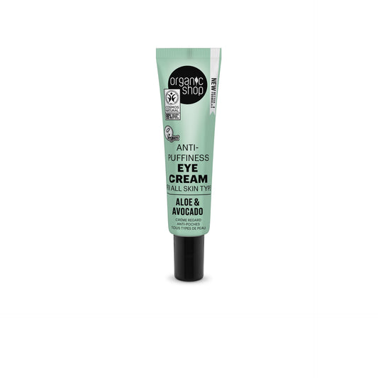 Crema para el contorno de los ojos antihinchazón aloe y aguacate Organic Shop 30 ml