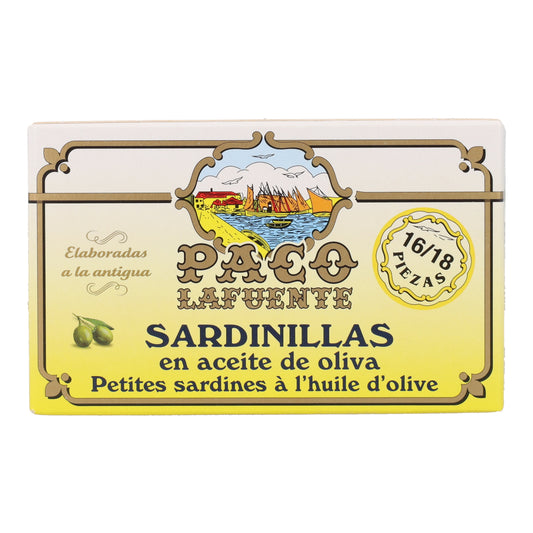 Sardines à l'huile d'olive 16-18 pièces, boîte de 85 g Paco Lafuente