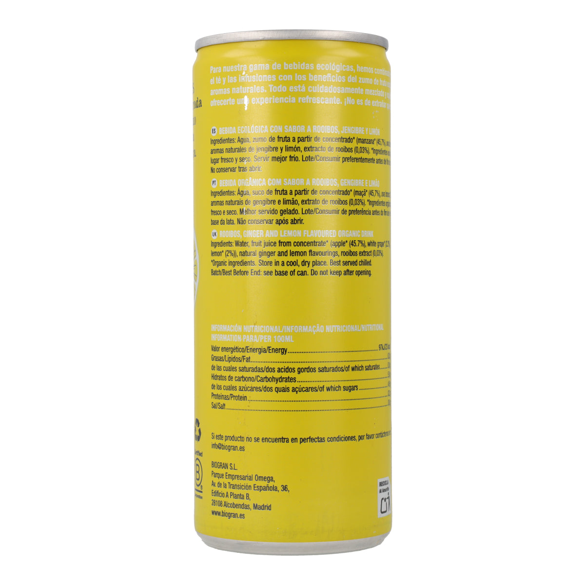 Boisson rafraîchissante au gingembre, citron et rooibos Cupper 250 ml