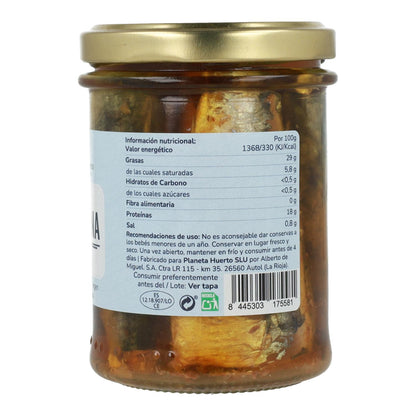 Pack 6x Sardinas en aceite de oliva virgen extra ECO Planeta Huerto 190 g