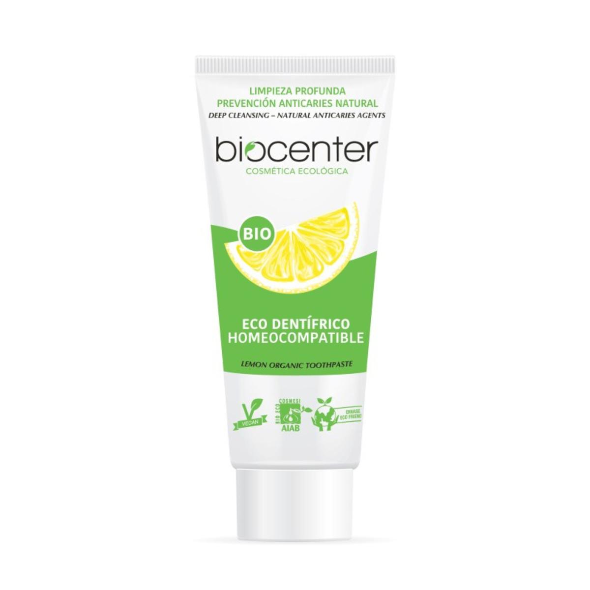 Pasta de dientes natural homeocompatible ECO y vegana limón Biocenter 100 ml