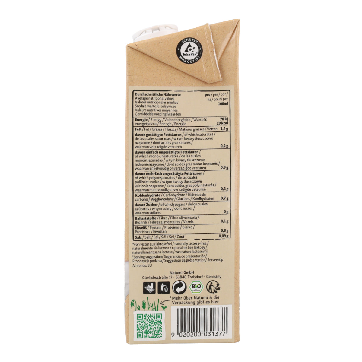Boisson aux amandes Barista BIO Natumi 1 L