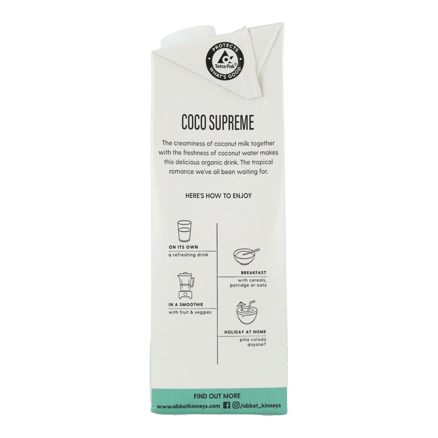 Pack 6x Bebida vegetal coco supreme Bio Abbot Kinney 1L