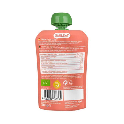 Pack 2x Pouches ECO fresa y plátano Smileat 100 g