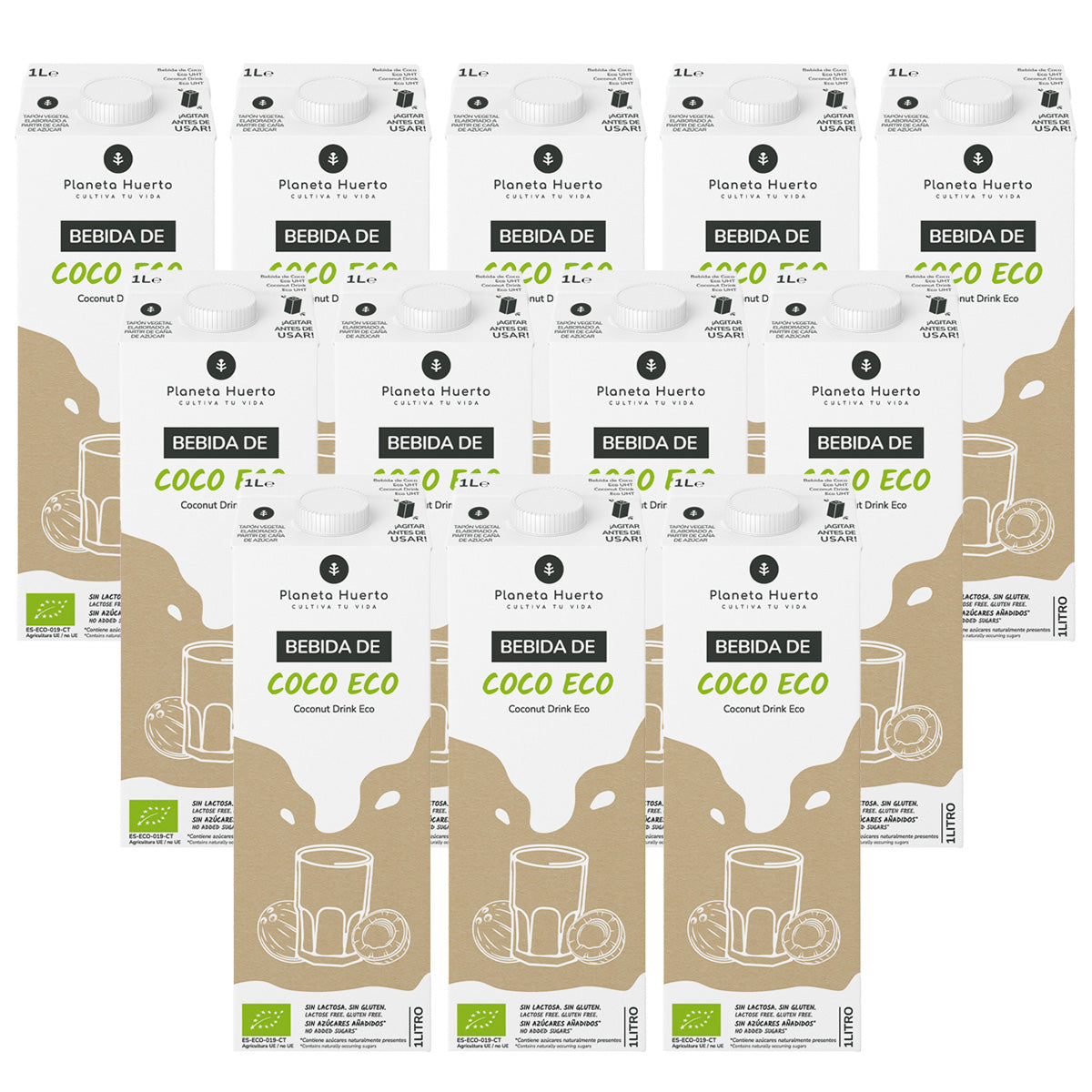 Pack 12x Bebida de Coco Eco Planeta Huerto 1L