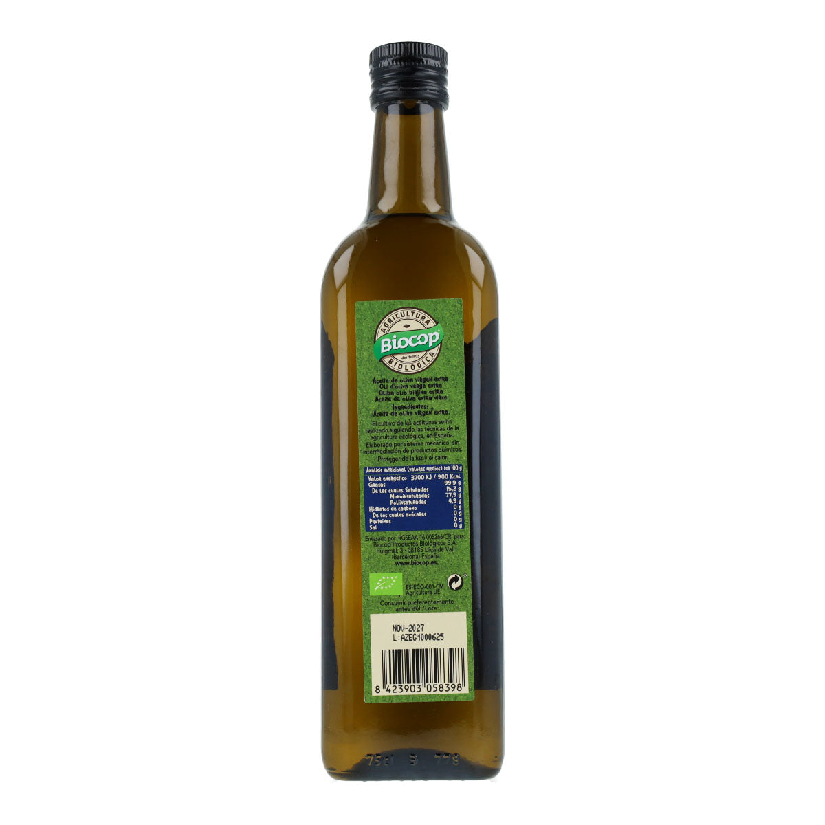 Huile d'olive vierge extra Picual Bio Biocop 750 ml
